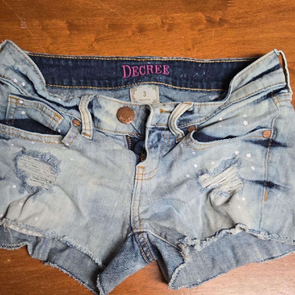 Decree Light Blue Distressed Denim Cutoff Shorts